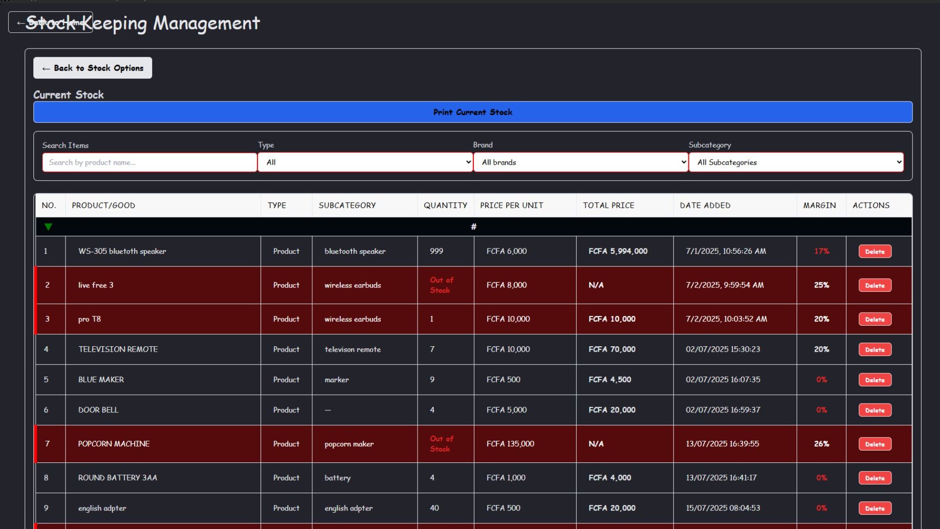 Stock Keeping Management